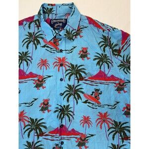 Grateful Dead x Section 119 Hawaiian Shirt Mens L Blue Jerry Garcia Bear Retro